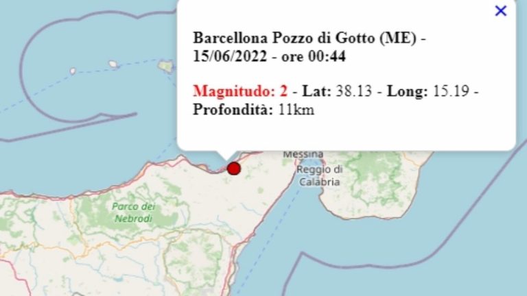 Terremoto in Sicilia oggi, 15 giugno 2022: scossa M 2.0 in provincia di Messina – Dati Ingv Terremoto in Sicilia oggi, 15 giugno 2022: scossa M 2.0 in provincia di Messina – Dati Ingv