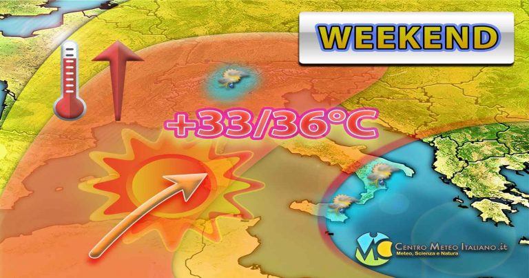 METEO WEEKEND – Tanto SOLE e CALDO AFRICANO in ITALIA, ma anche ACQUAZZONI e TEMPORALI su alcune regioni METEO WEEKEND – Tanto SOLE e CALDO AFRICANO in ITALIA, ma anche ACQUAZZONI e TEMPORALI su alcune regioni