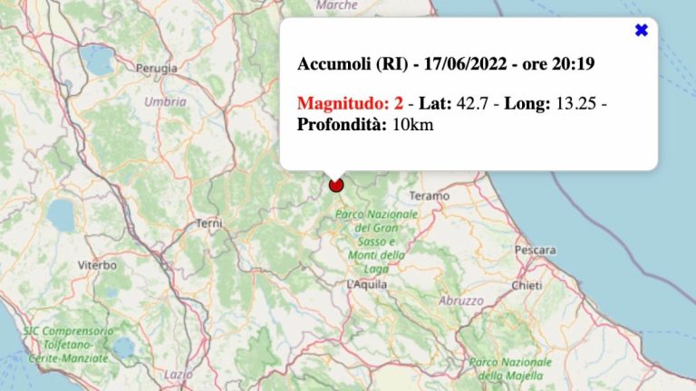Terremoto nel Lazio oggi, venerdì 17 giugno 2022: scossa M 2.0 in provincia di Rieti | Dati INGV Terremoto nel Lazio oggi, venerdì 17 giugno 2022: scossa M 2.0 in provincia di Rieti | Dati INGV