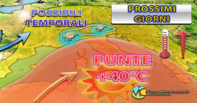 METEO ITALIA – picco del CALDO al Sud e temporali possibili al Nord fino al weekend, ultimi aggiornamenti