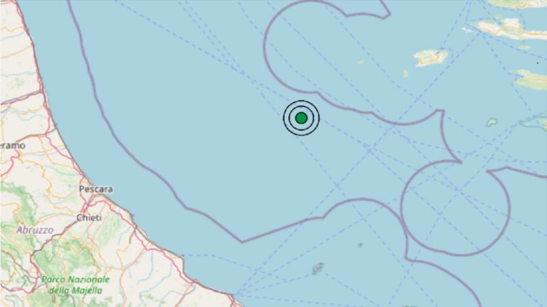 Terremoto oggi in Abruzzo, 27 giugno 2022: scossa M 2.9 registrata sul Mar Adriatico Centrale – Dati INGV