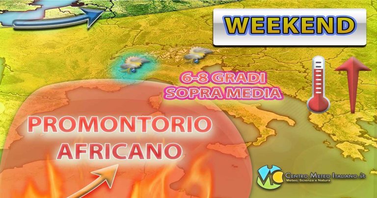 METEO WEEKEND – In arrivo nuova spinta AFRICANA con TEMPERATURE nuovamente sui 40°C su alcune regioni