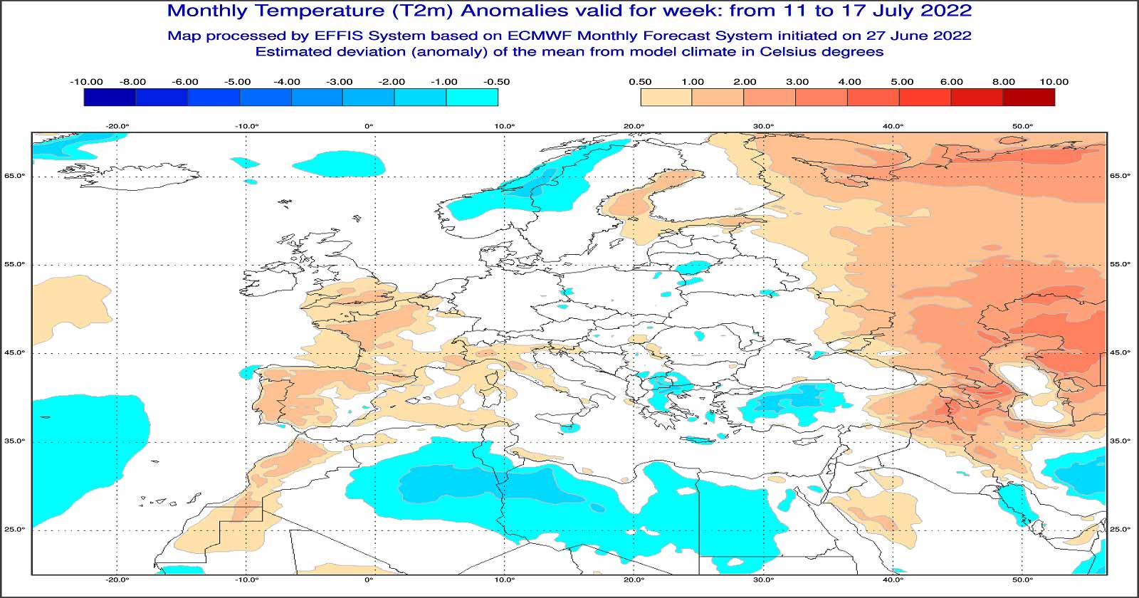 Anomalie di temperatura previste tra l'11 e il 17 luglio - effis.jrc.ec.europa.eu