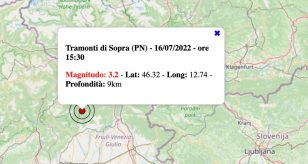 terremoto oggi sabato 16 luglio 2022 friuli-venezia giulia