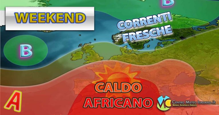 METEO WEEKEND – SOLE prevalente e CALDO intenso in ITALIA con TEMPERATURE di 40°C grazie all’ALTA PRESSIONE