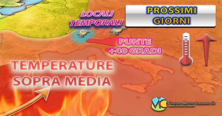 METEO ITALIA – CALDO ed AFA senza sosta, attesi ancora picchi di +40°C nei prossimi giorni