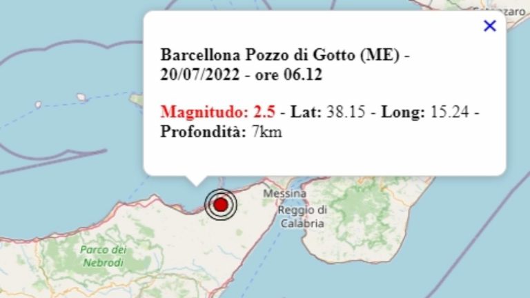 Terremoto in Sicilia oggi, 20 luglio 2022, scossa M 2.7 in provincia Messina, sequenza sismica in atto – Dati Ingv Terremoto in Sicilia oggi, 20 luglio 2022, scossa M 2.7 in provincia Messina, sequenza sismica in atto – Dati Ingv