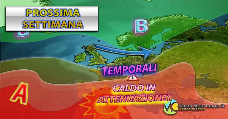 METEO – SETTIMANA alle porte più FRESCA con FLUSSO PERTURBATO in abbassamento e con qualche TEMPORALE: i dettagli