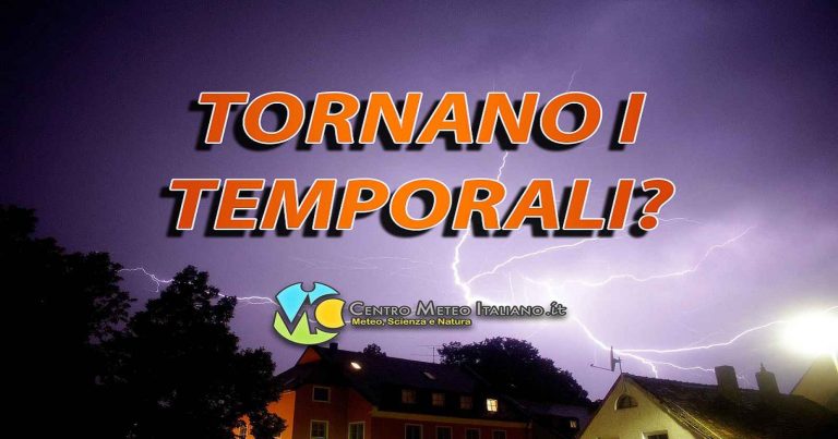 METEO ITALIA – più temporali nei prossimi giorni specie al Nord e su parte del Centro, temperature in calo