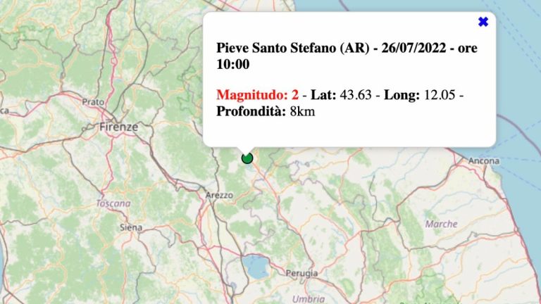 Terremoto in Toscana oggi, martedì 26 luglio 2022: scossa M 2.0 in provincia di Arezzo – Dati INGV Terremoto in Toscana oggi, martedì 26 luglio 2022: scossa M 2.0 in provincia di Arezzo – Dati INGV