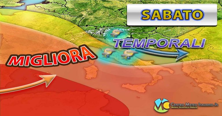 METEO WEEKEND – SOLE e CALDO contenuto grazie alle correnti nord-occidentali, ma anche qualche TEMPORALE