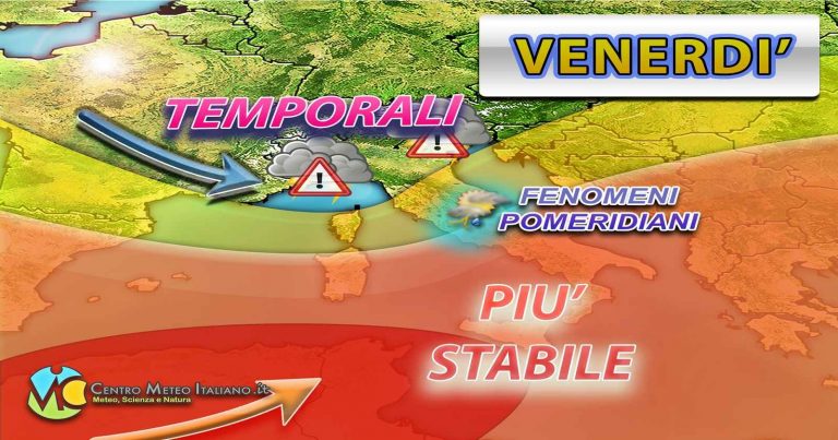 METEO ITALIA – in arrivo TEMPORALI anche di forte intensità su alcune regioni, migliora nel weekend