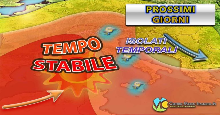 METEO – Blanda saccatura sull’ITALIA porta ACQUAZZONI e TEMPORALI pomeridiani tra oggi e i prossimi giorni