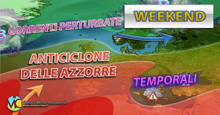 METEO WEEKEND – ANTICICLONE in possibile cedimento, maggiore instabilità in ITALIA con ACQUAZZONI e TEMPORALI