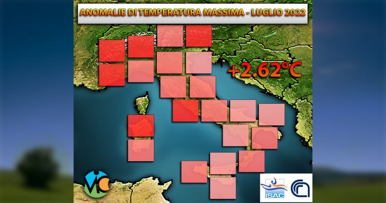 METEO ITALIA – Estate ROVENTE: ecco le ANOMALIE di TEMPERATURA registrate nel mese di LUGLIO