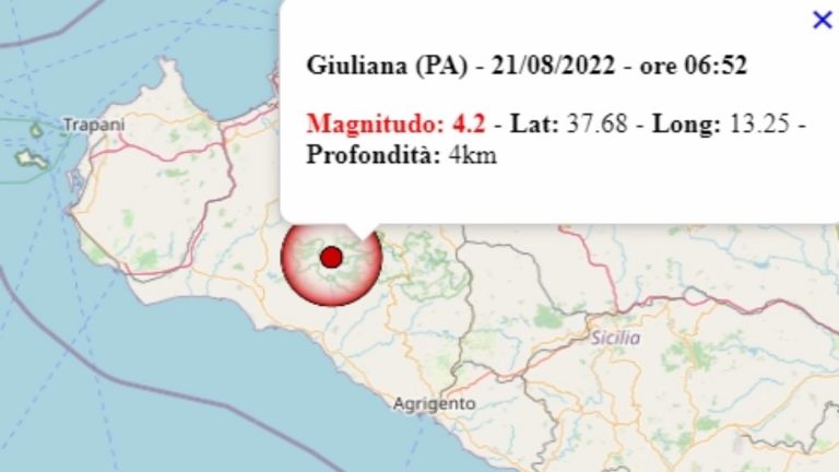 Terremoto in Sicilia oggi, 21 agosto 2022: intensa scossa M 4.2 avvertita in provincia di Palermo – Dati Ingv