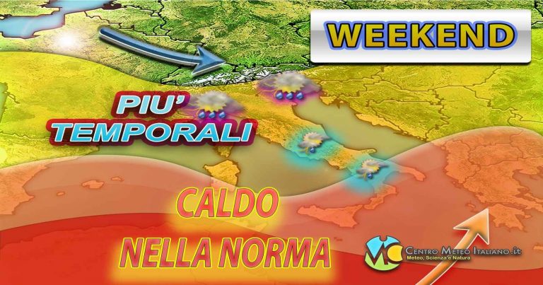 METEO – TEMPORALI ed ACQUAZZONI nel WEEKEND con rischio GRANDINE, ma non ovunque; i dettagli