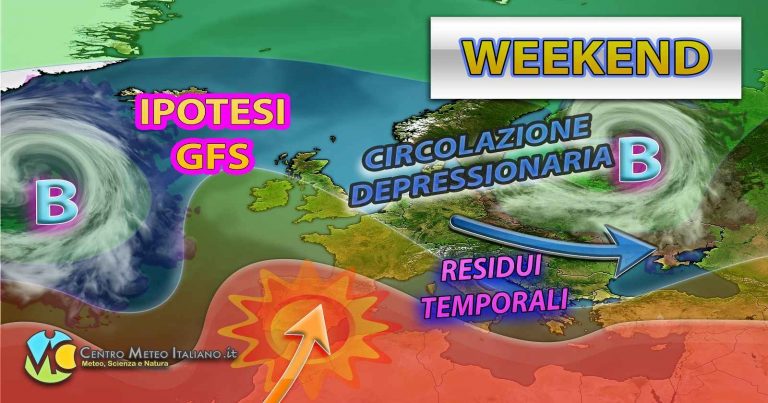 METEO WEEKEND – Tra SOLE e TEMPORALI su alcune regioni con generale CALO TERMICO in ITALIA. Ecco le novità