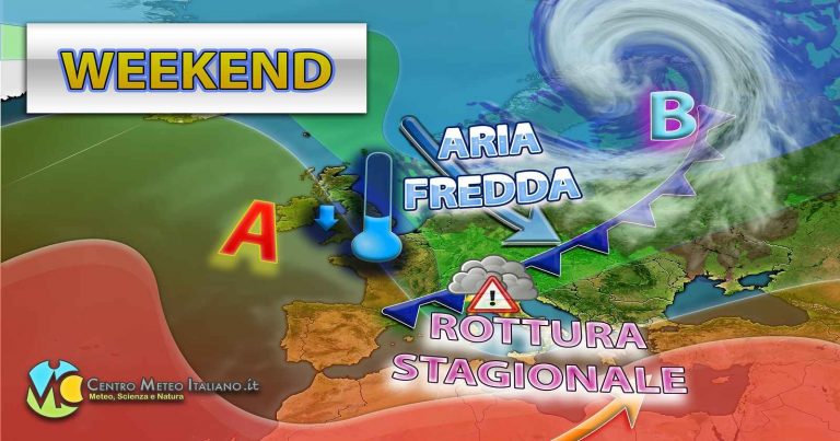 METEO WEEKEND – Possibile forte MALTEMPO e deciso CALO TERMICO per il transito di un FRONTE FREDDO. La TENDENZA