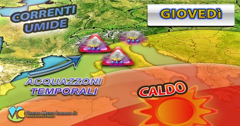 METEO – IRRUZIONE di MALTEMPO mette nel mirino l’ITALIA con forti PIOGGE, TEMPORALI e CROLLO TERMICO: i dettagli