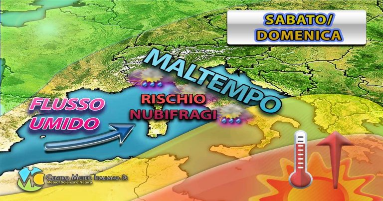 METEO – FEROCE ATTACCO di MALTEMPO nel WEEKEND con AUTUNNO in grande spolvero: possibili NUBIFRAGI, i dettagli