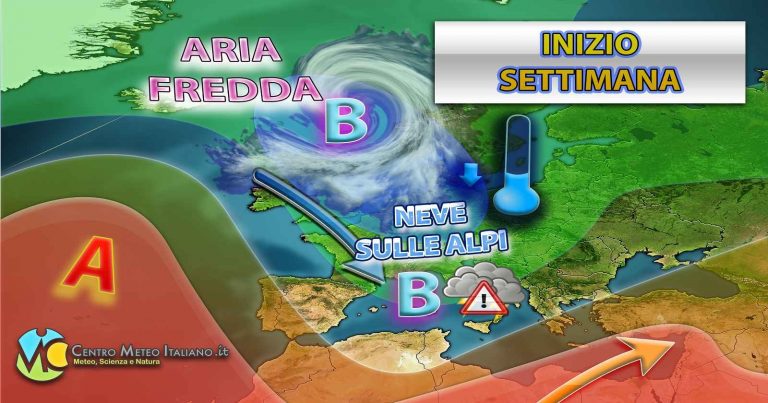 METEO ITALIA – settimana di MALTEMPO con piogge e temporali diffusi e localmente intensi, ecco i dettagli