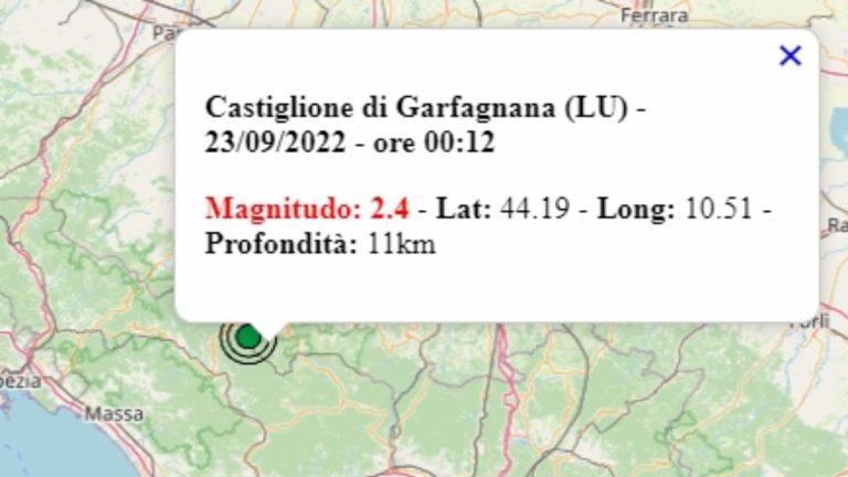 Terremoto in Toscana oggi, 23 settembre 2022, scossa M 2.4 in provincia di Lucca – Dati Ingv