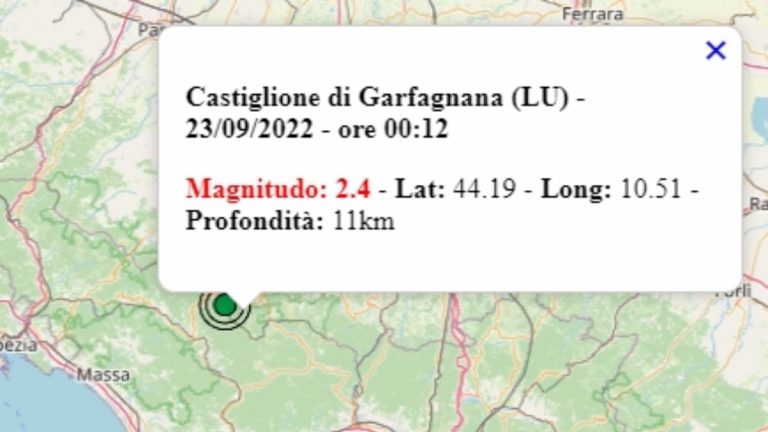 Terremoto in Toscana oggi, 23 settembre 2022, scossa M 2.4 in provincia di Lucca – Dati Ingv Terremoto in Toscana oggi, 23 settembre 2022, scossa M 2.4 in provincia di Lucca – Dati Ingv