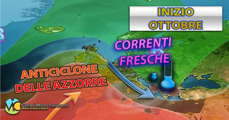 METEO – PERTURBAZIONE in arrivo con PIOGGE e TEMPORALI, ma con l’inizio di OTTOBRE torna il BELTEMPO