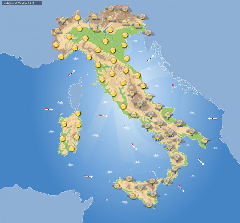 PREVISIONI METEO domani 1 ottobre: piogge e temporali verso il Sud ITALIA, migliora altrove