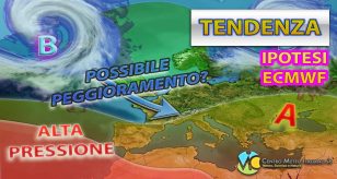 Meteo - si indebolisce l'alta pressione sul Mediterraneo e tornano le piogge