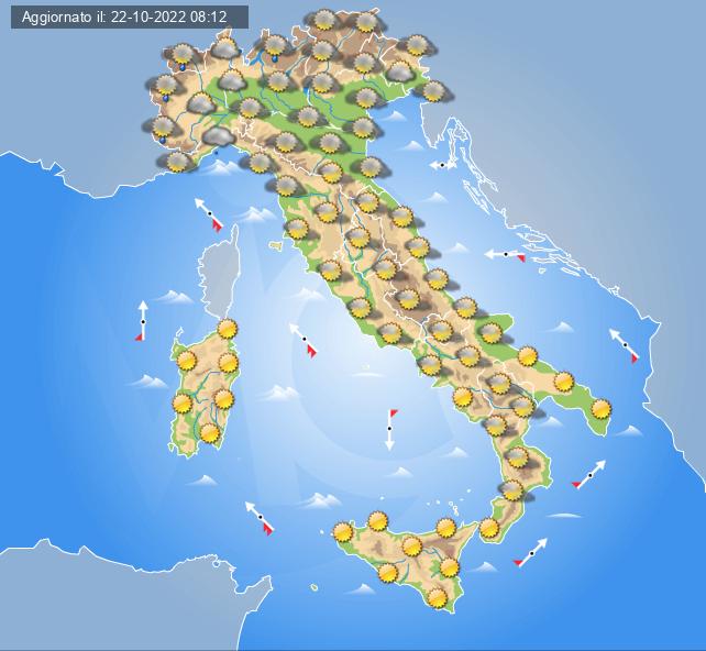 Previsioni meteo domani 23 ottobre: instabile con piogge su alcune regioni d’Italia, clima molto mite