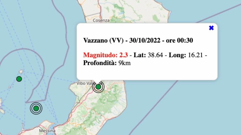 Scossa di terremoto rilevata oggi, domenica 30 ottobre 2022, in Calabria: M 2.3 nei pressi di Vibo Valentia | Dati ufficiali INGV Scossa di terremoto rilevata oggi, domenica 30 ottobre 2022, in Calabria: M 2.3 nei pressi di Vibo Valentia | Dati ufficiali INGV