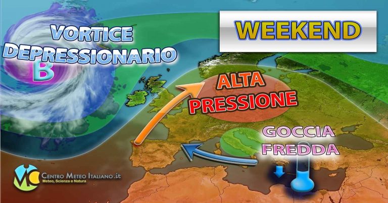 Meteo weekend – Goccia fredda in risalita lungo l’Italia, piogge e temporali con generale calo termico