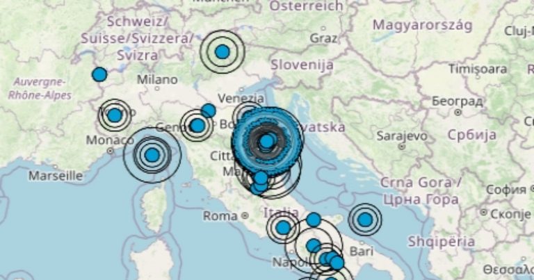 Terremoto oggi, venerdì 11 novembre 2022, intensa scossa di magnitudo 3.9 nelle Marche, prosegue lo sciame sismico – Dati ingv