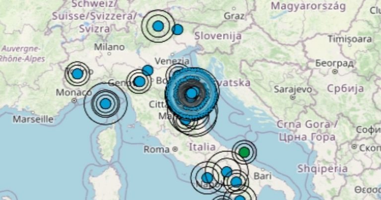 Terremoto oggi, lunedì 14 novembre 2022, scossa di magnitudo 2.7 nelle Marche, epicentro sulla costa pesarese – Dati Ingv