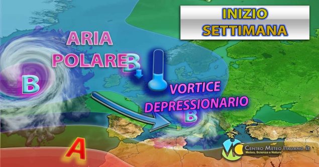 Vortice depressionario in arrivo per la prossima settimana