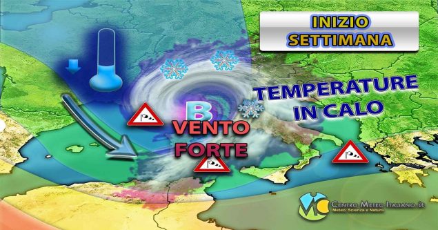 Meteo Italia - vortice depressionario in arrivo con intenso maltempo