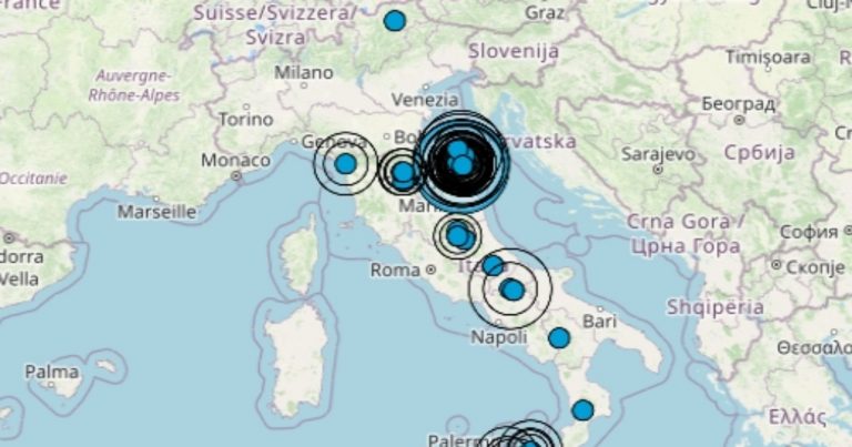 Terremoto oggi, mercoledì 23 novembre 2022, intensa scossa M 3.6 nelle Marche, epicentro sulla costa pesarese – Dati Ingv