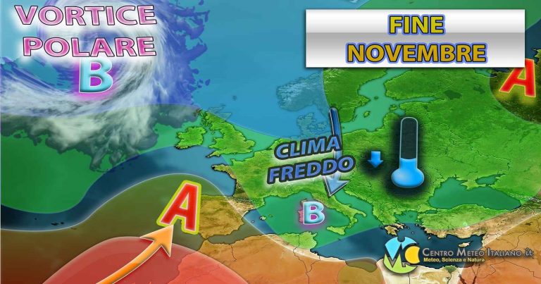 Meteo – Finale di novembre molto dinamico con possibili temperature sotto la media e clima invernale