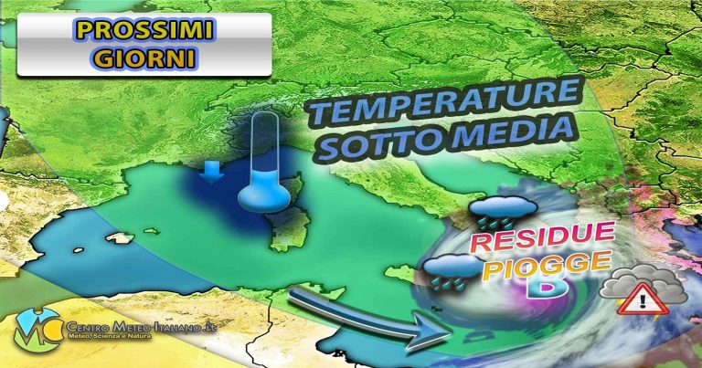 Meteo – Fase perturbata in arrivo in Italia, con maltempo ma non per tutti, con clima freddo nella notte: i dettagli