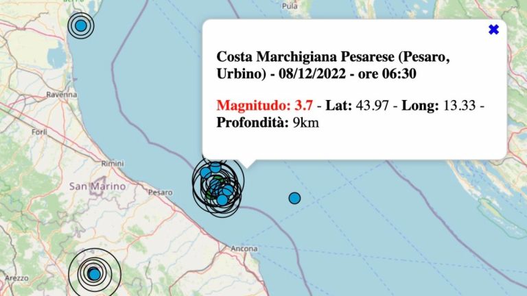 Terremoto nelle Marche oggi, giovedì 8 dicembre 2022: sciame sismico fino a M 4.0 | Dati INGV Terremoto nelle Marche oggi, giovedì 8 dicembre 2022: sciame sismico fino a M 4.0 | Dati INGV