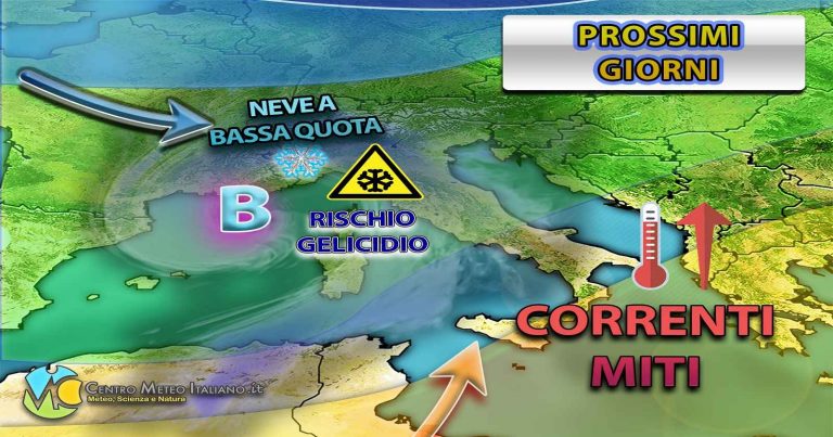 Meteo – Serie di perturbazioni in arrivo con possibili nubifragi, ma anche neve fino in pianura: i dettagli