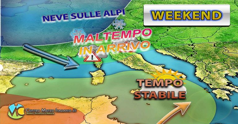 Meteo – Saccatura in affondo sul Mediterraneo porta un peggioramento nel Weekend con neve sulle Alpi: i dettagli