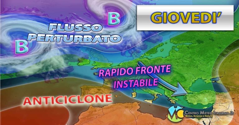 Meteo – Nuovo passaggio instabile in Italia nei prossimi giorni con piogge, acquazzoni e neve, vediamo dove