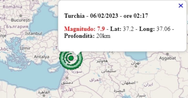 Terremoto oggi, lunedì 6 febbraio 2023: forte scossa M 7.9 in Turchia, oltre 700 i morti. Allerta maremoto