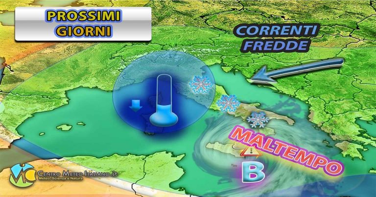 Meteo – Inverno no stop nei prossimi giorni con instabilità e neve a quote relativamente basse: i dettagli