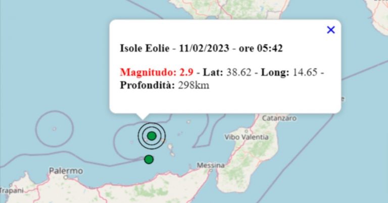 Terremoto in Sicilia oggi, sabato 11 febbraio 2023: scossa M 2.9 Isole Eolie (Messina)