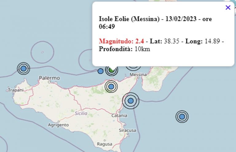 Terremoto in Sicilia oggi, lunedì 13 febbraio 2023: scossa M 2.4 Isole Eolie | Dati INGV