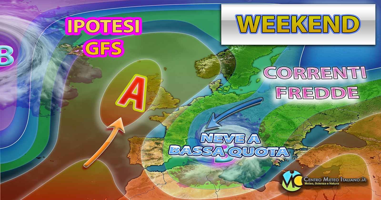 Prossimo weekend con ipotesi maltempo e poi neve a bassa quota